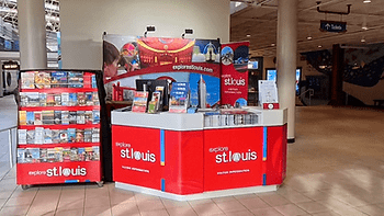 One of many Explore St. Louis information booths around the city.  Image by Christianne Klein
