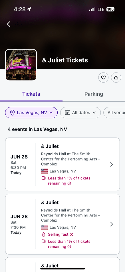 Several hours after I warned multiple StubHub agents, the "tickets" to a 6:30 PM non-existent show remained live. This was at 4:28 PM.