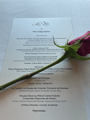 red rose on menu
