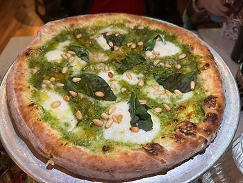 Basilico Verde pizza with basil pesto and delicious toasted pine nuts