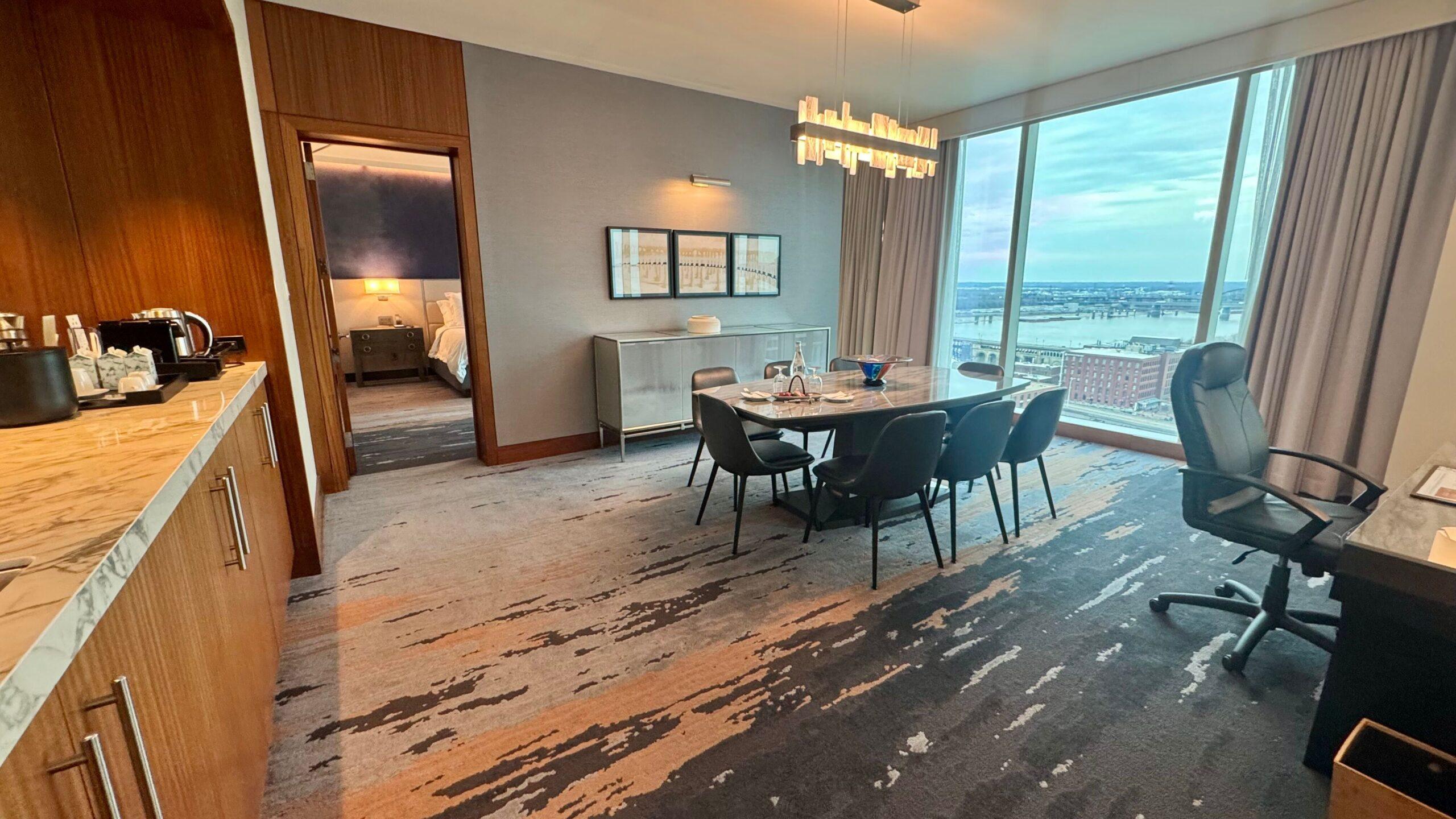 The dining table from the living area inside our Luxury Suite at Four Seasons. Image by Christianne Klein
